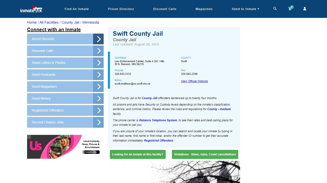 Swift County Jail - Inmate Locator - Benson, MN