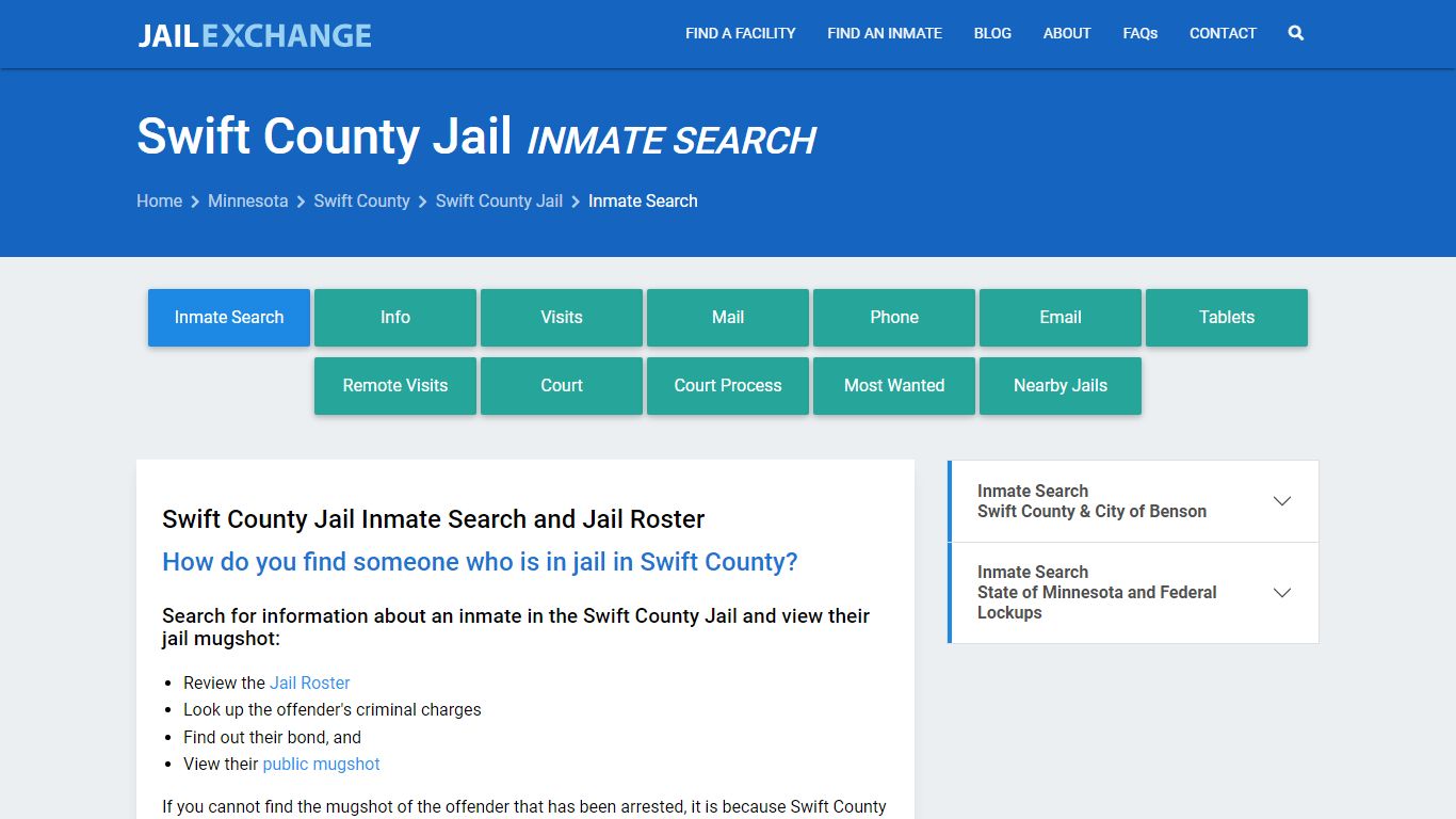 Inmate Search: Roster & Mugshots - Swift County Jail, MN
