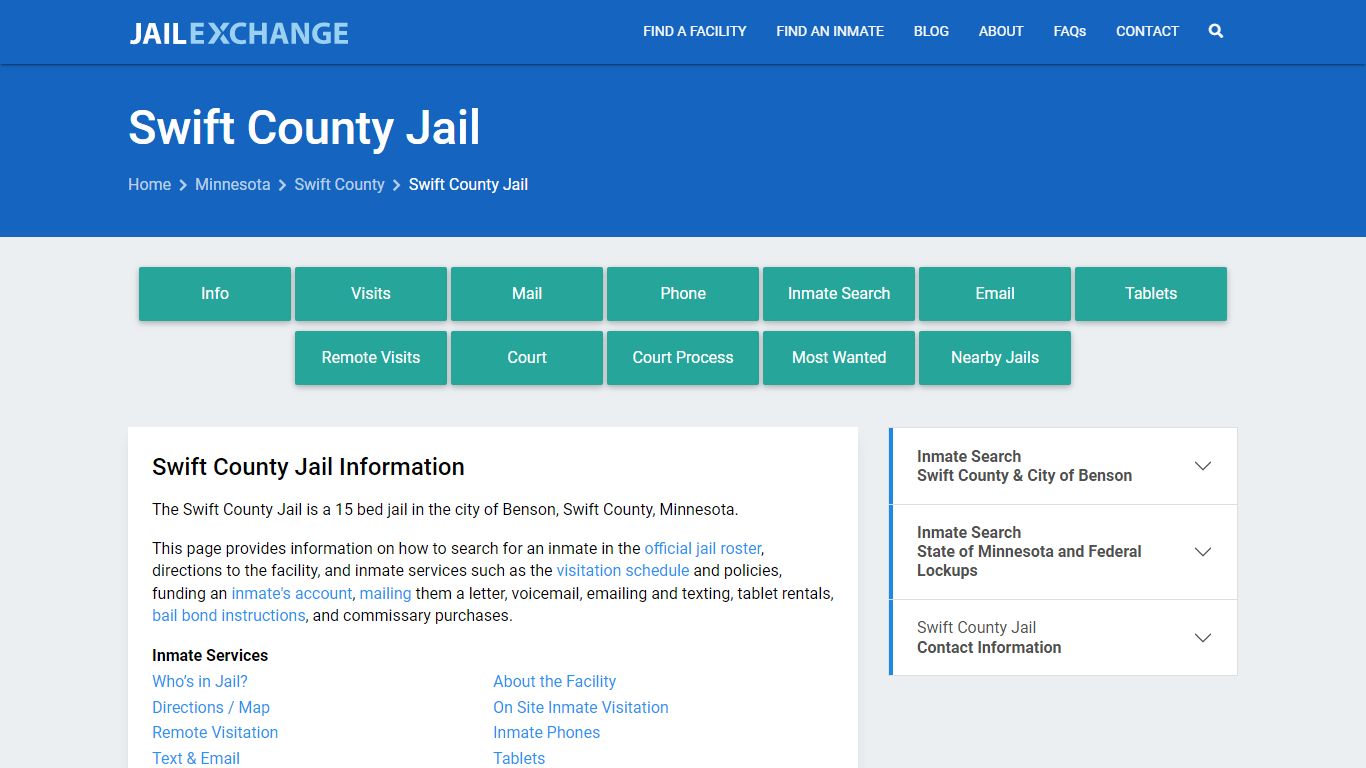 Swift County Jail, MN Inmate Search, Information